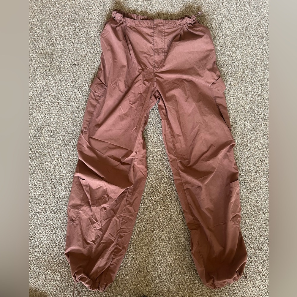 Rust Brown Parachute Y2K Cargo Pants
